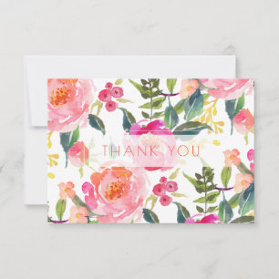 PixDezines Bröllopsdusch Vattenfärg Sommar Peonies Tack Kort