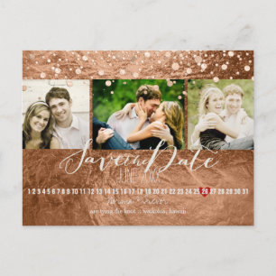 PixDezines bronze/faux foil/foton spara datumet Meddelande Vykort