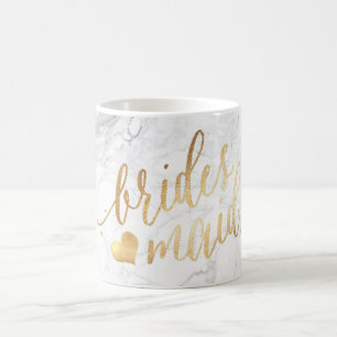 PixDezines Brudtärna Marble Falskt Guld Skript Kaffemugg