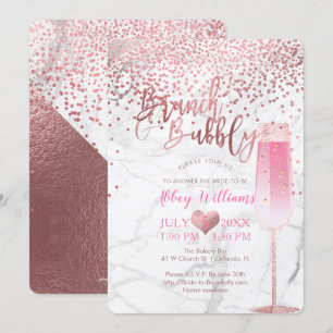 PixDezines Brunch N Bubbly/Roséguld/Confetti Inbjudningar