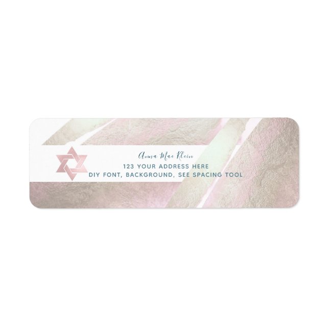 PixDezines Brush Platinum+ Rosa Mitzvah Returadress Etikett (Framsidan)