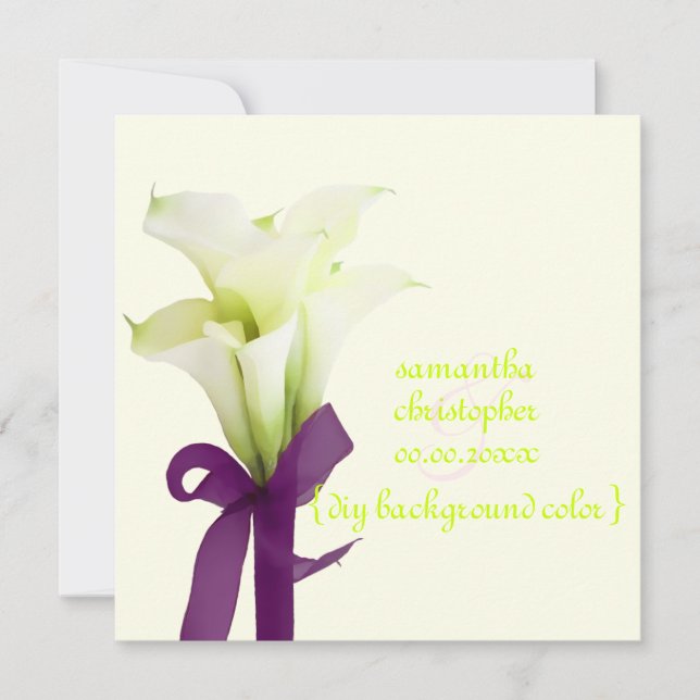 PixDezines bukett, vita calla liljor Inbjudningar (Framsida)