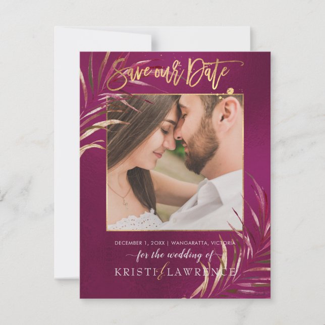 PixDezines Burgundy Handflatan/Photo spara till da Datumet (Framsida)