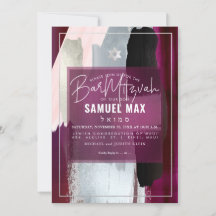 PixDezines Burgundy Watercolor Pub Mitzvah