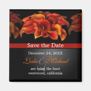 PixDezines Burnt Orange Calla Lily, spara datumet Magnet
