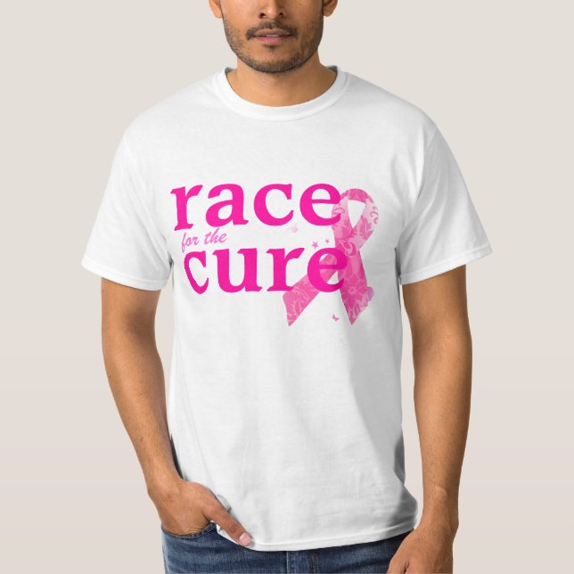 PixDezines Cancer Awareness, Rosa Ribbon T Shirt (Framsida)