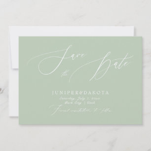 PixDezines Celadon Grön Script Spara Datum Inbjudningar