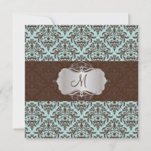 PixDezines Céline Damask,Blue+Brown Inbjudningar