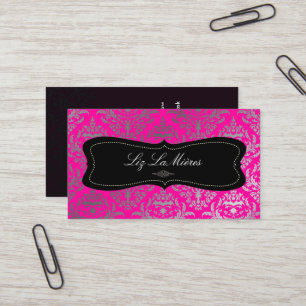 PixDezines Céline Damask / Faux Silver / DIY färg Visitkort