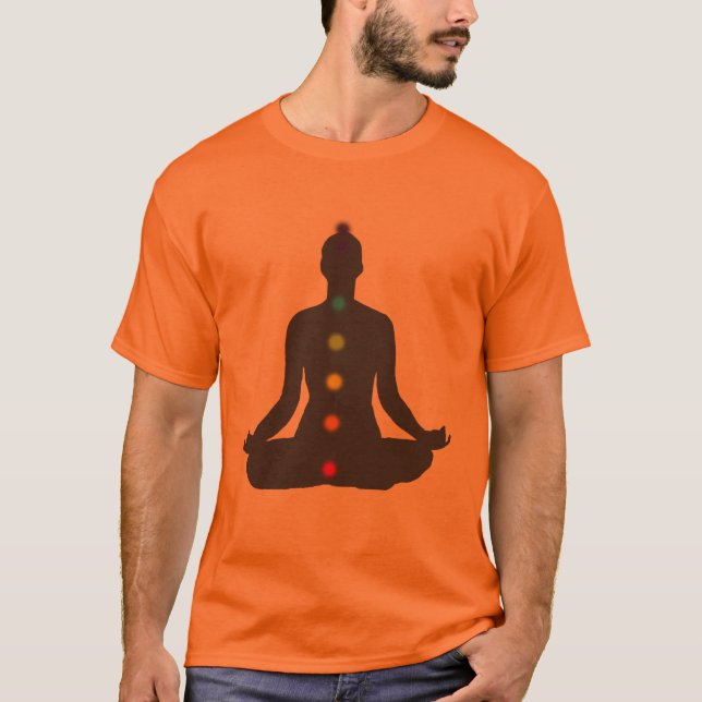 PixDezines Chakra Meditation orange t-shirt (Framsida)
