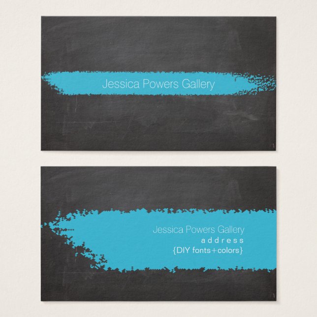PixDezines Chalkboard/Aqua Blue Chalk Visitkort (Framsida & baksida)
