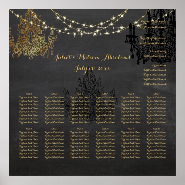 PixDezines chalkboard/chadeliers/sätesdiagram Poster (Framsidan)
