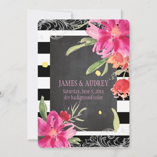 PixDezines chalkboard/kan blomma/vattenfärg Inbjudningar (Framsida)