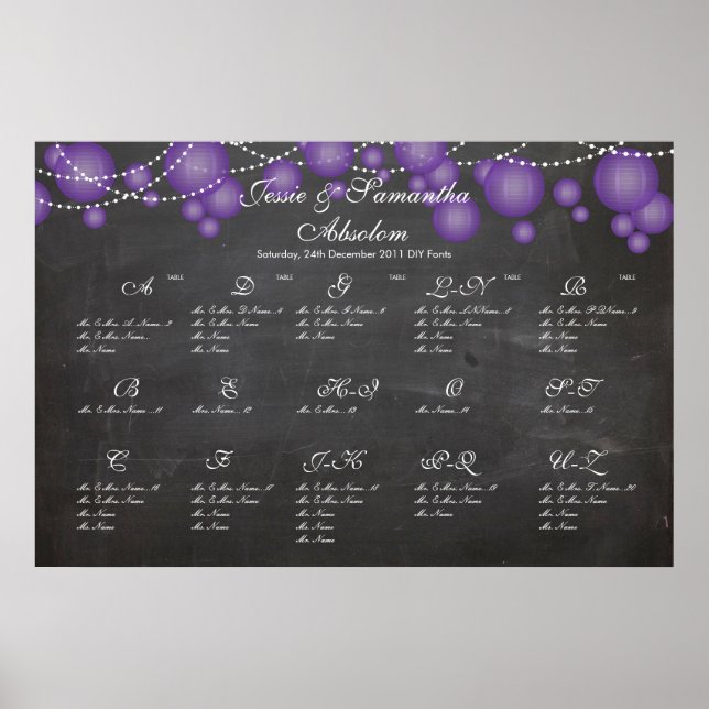 PixDezines chalkboard+lila lantern/sätesdiagram Poster (Framsidan)