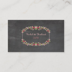 PixDezines Chalkboard+Petite Fleurs Visitkort