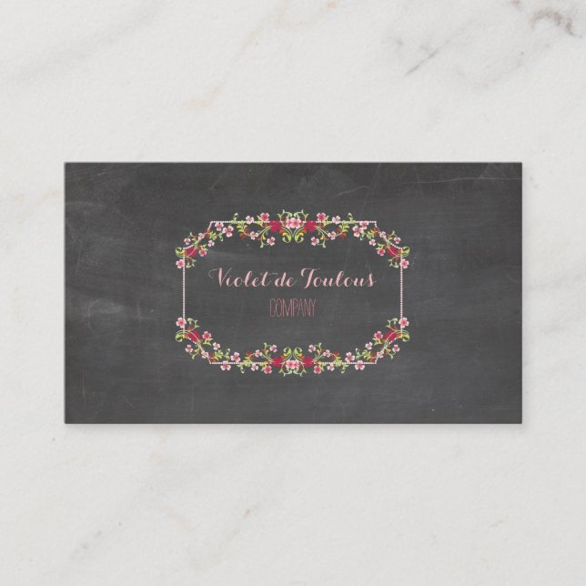 PixDezines Chalkboard+Petite Fleurs Visitkort (Framsida)