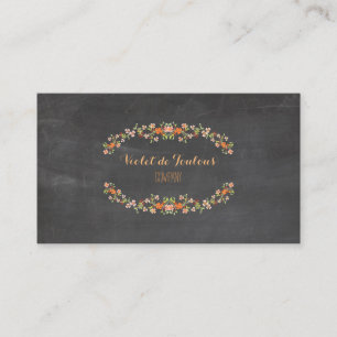 PixDezines Chalkboard+Petite Fleurs Visitkort