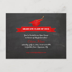 PixDezines chalkboard+red cap studenten Inbjudan Vykort