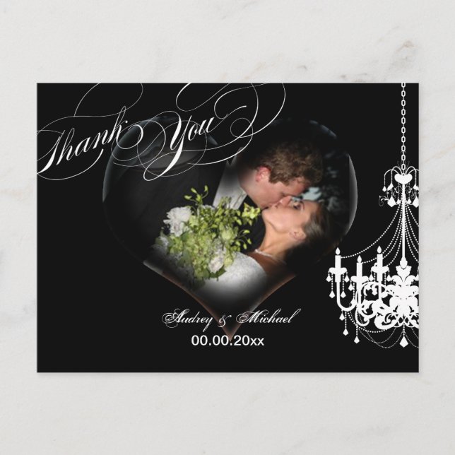 PixDezines Chandelier Heart Photo Ram/Tack Vykort (Framsida)