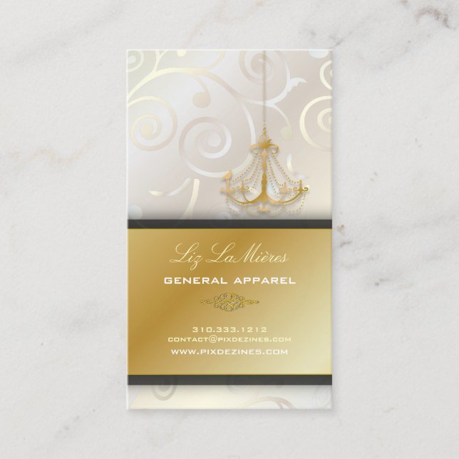PixDezines Chandelier-muffinsar snurrar/pärlvitt Visitkort (Framsida)