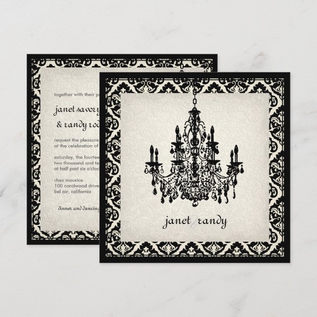 PixDezines Chandelier+olivia-damm Inbjudningar (Fram/baksida)