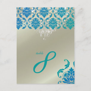 PixDezines Chandelier+Vendome Peacock Damask Vykort