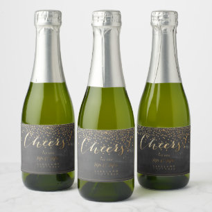 PixDezines Cheers Chalkboard+Faux Guld Confetti