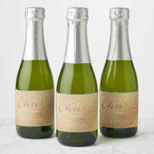 PixDezines Cheers Faux Guld-etikett + Konfetti