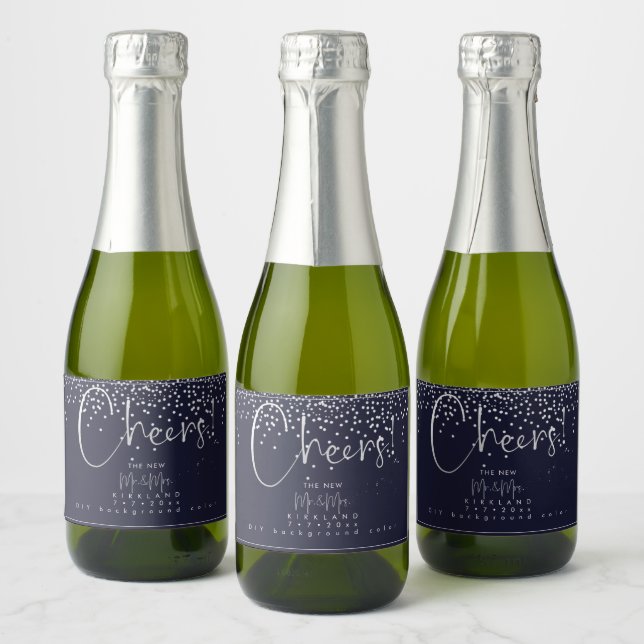 PixDezines Cheers Faux Silver+Navy Blue (Flaskor)