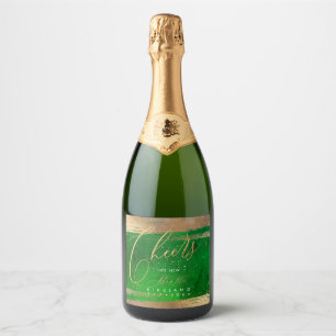 PixDezines Cheers Guld Brush Strokes Emerald Vibe