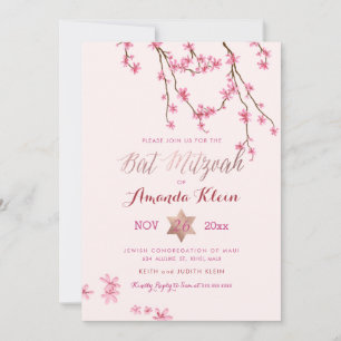 PixDezines Cherry-Blommar Bat mitzvah Inbjudningar