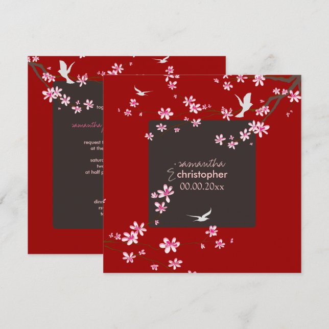 PixDezines Cherry blommar/Diy-bakgrund färg Inbjudningar (Fram/baksida)