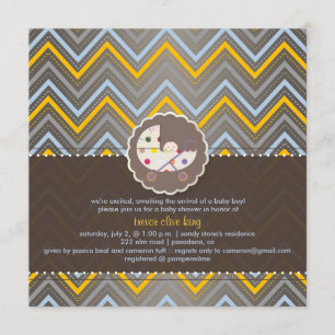PixDezines chevron/gult+blue/baby dusch/DIY Inbjudningar