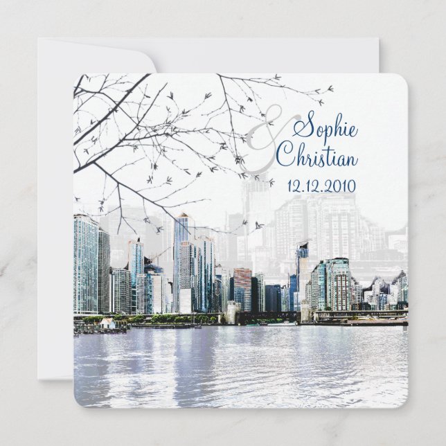 PixDezines Chicago Lakeshore Skyline/inbjudningar Inbjudningar (Framsida)
