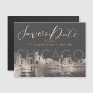 PixDezines Chicago Sketched Cityscape Magnetisk Inbjudningskort