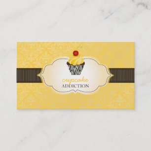 PixDezines citron lime virvlar cupcake+pinstripes Visitkort