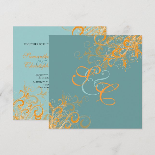 PixDezines citrus swirrls/Diy-bakgrund Inbjudningar (Fram/baksida)