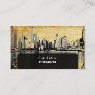 PixDezines City Scape, Lakeshore, Chicago, vintage Visitkort