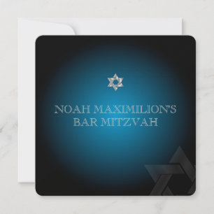 PixDezines Classic mitzvah/teal/blue/silver Inbjudningar