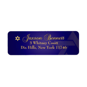 PixDezines Classic Pub Mitzvah/blue+guld Returadress Etikett
