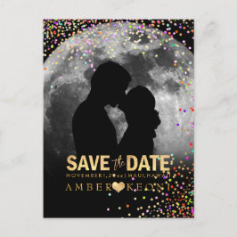 PixDezines Confetti+Faux Guld Spara datum Meddelande Vykort