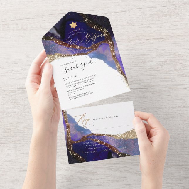 PixDezines Cosmic Indigo Blue Bat mitzvah (Avrivbar del)