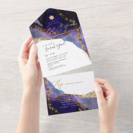 PixDezines Cosmic Indigo Blue Bat mitzvah
