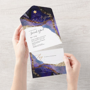 PixDezines Cosmic Indigo Blue Bat mitzvah
