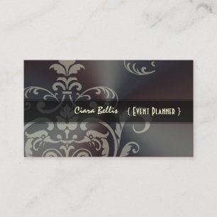 PixDezines Crest Damask+Mörkat stål Visitkort