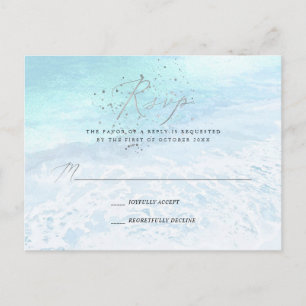 PixDezines Crystal Blue Coastal Calligraphy RSVP Inbjudan Vykort
