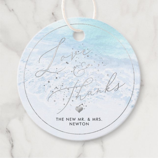 PixDezines Crystal Blue Shoreline, Beach-Tack Gåvor Etiketter (Framsida)