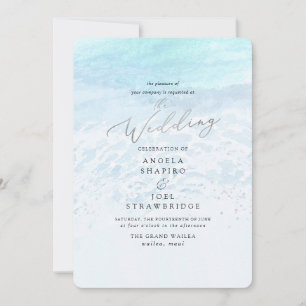 PixDezines Crystal Blue Shoreline, Beach Wedding Inbjudningar