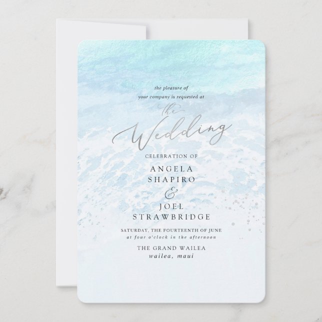 PixDezines Crystal Blue Shoreline, Beach Wedding Inbjudningar (Framsida)