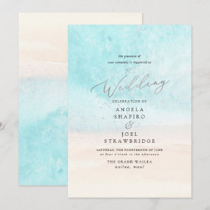 PixDezines Crystal Blue Shoreline, Beach Wedding Inbjudningar